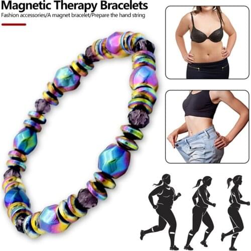 Magnetic Bracelet Beads Hematite Stone Therapy Health Care Magnet Hematite Beads Bracelet Jewelry for Men Women