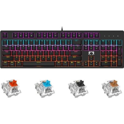 Mechanical Keyboard Wired Gaming Keyboard RGB Mix Backlit 87 104 Anti-ghosting Blue Red Switch For Gamer SP/RU Sticker Free