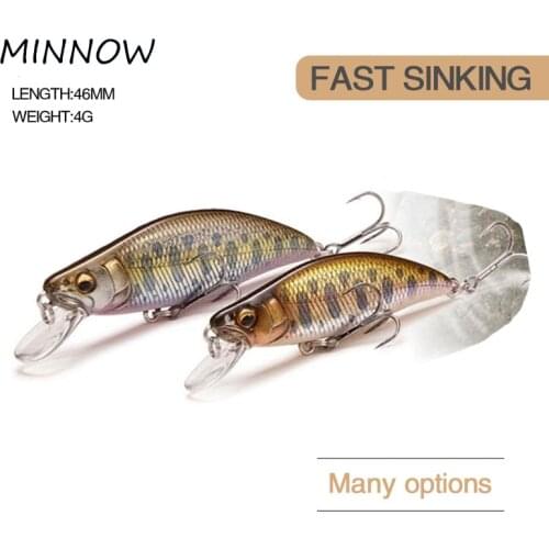 Mini Minnow Fishing Lures 46mm 4g Sinking Wobbler Artificial Hard Baits jigging Sea Carp Trout Crankbait rock Fishing Tackle