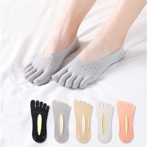 Fashion Summer Thin Toe Sock Slippers Women Lady invisible Silicone Anti-skid Five Finger Socks