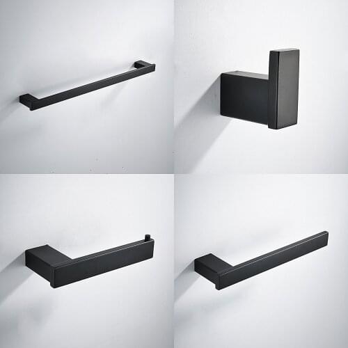 Bathroom Accessory Set Hiendure Towel Bar Toilet Paper Holder Towel Rack Robe Hook 304 Stainless Steel Black Painted Wall Mount