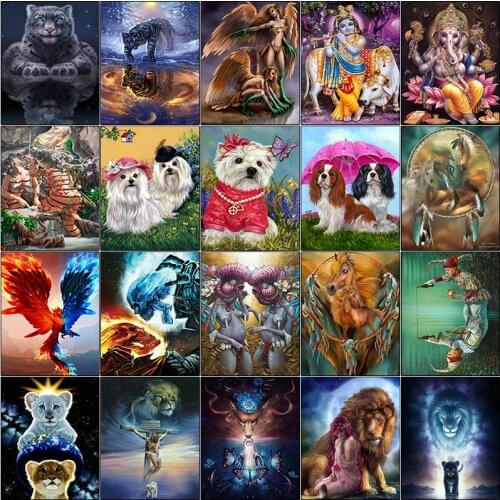 5d diamond painting kit Animal leopard horse bird lion elephant complet Cross stitch full square embroidery dirll drawing mosaic