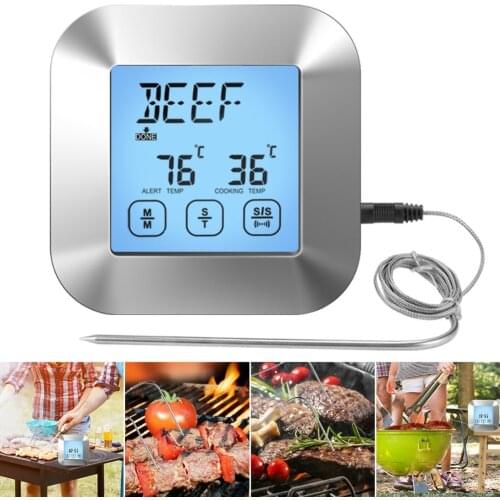 New Kitchen Thermometer BBQ Temperature Meter Electronic Digital LCD Meat Thermometer With Probe And Timer Alarm Function
