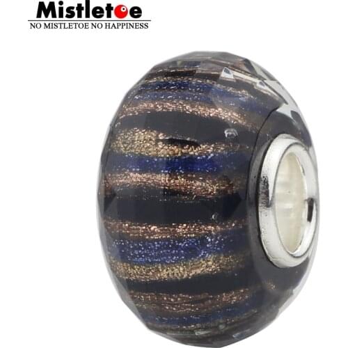Mistletoe 925 Sterling Silver Large Hole Murano Glass European Charm Beads Fit European Bracelet Jewelry