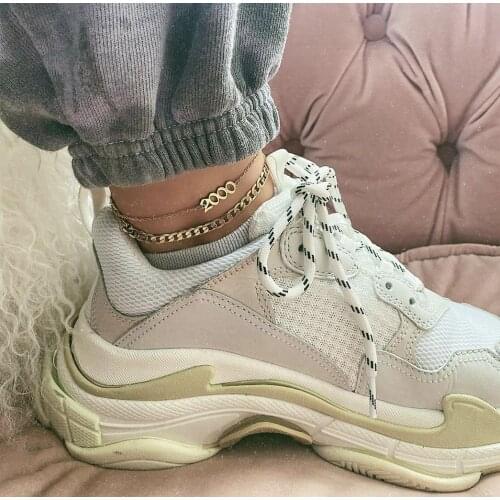 European Style Simple Chain Digital Anklet Women Punk Hip Hop Locomotive Super Cool Party Jewelry Accessories Girlfriend Gift
