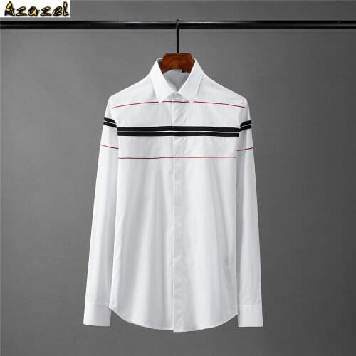 Azazel Stripe Embroidery Mens Shirts Luxury Long Sleeve Casual Mens Dress Shirts Plus Size 4xl Fashion Slim Fit Party Man Shirts