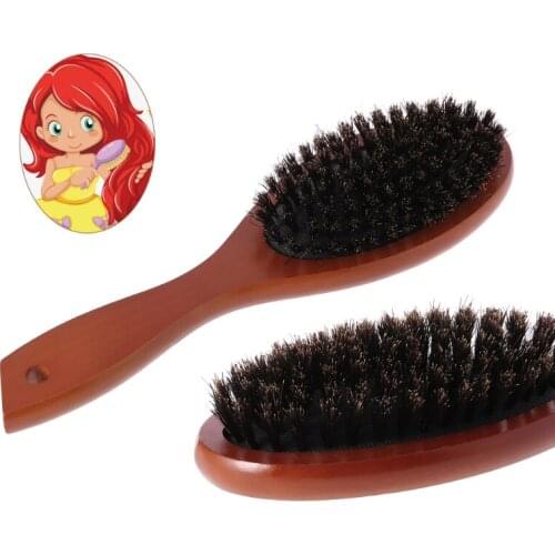 Antistatic Bristle Hair Brush Comb Wooden Handle Massage Head Hair Care Salon