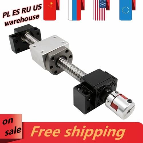 EU warehouse free shipping 1 set 16mm ball screw SFU1605 / SFU1610 with 5mm / 10mm pitch single ball nut + bearings for CNC