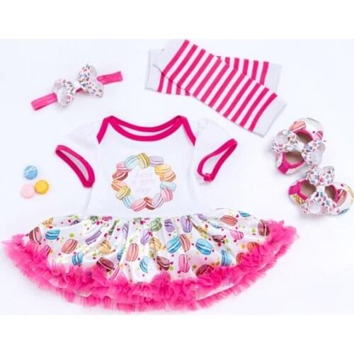 50-57cm DOLLMAI reborn silicone babies doll clothes pink rose dress with sock cute baby romper kids birthday gift