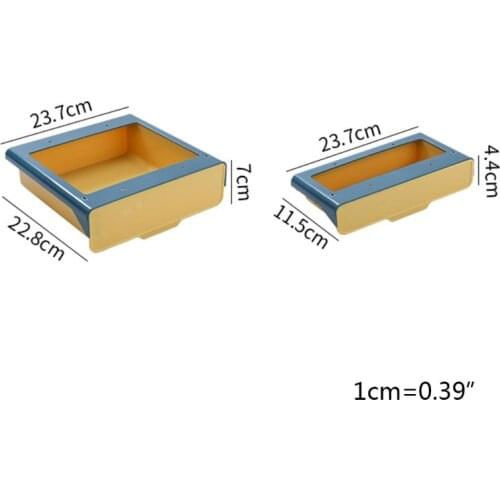 667A Under Table Drawer Hidden Storage Box Punch-Free Self-Adhesive Pencil Tray Holder Pull-Down Desk Stationery Organizer