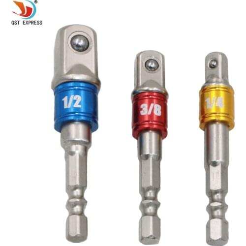 3 Sizes Color 1/4 "3/8" 1/2 "Steel Socket Adapter Hex Shank Set Extension Drill Bits Bar Hex Bit Set Power Tools