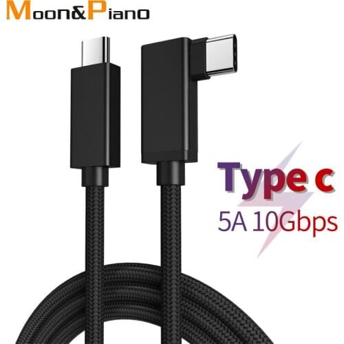 Type-c to Type-c Data Cable PD100W 5A Fast Charging Right Angle Elbow Wire For Laptop Tablet Mobile Phone Data Transmission Cord