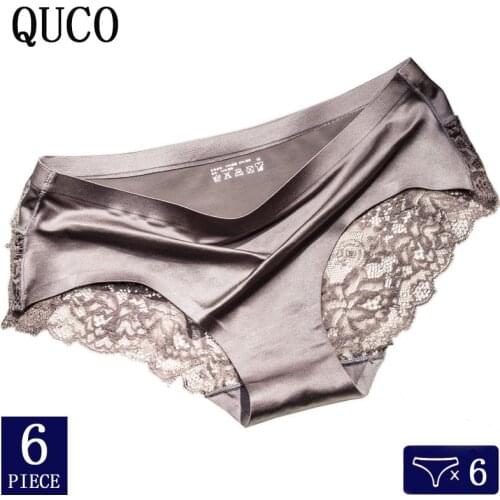 QUCO Brand 6 Pcs/lot Womens Sexy Lace Panties Seamless Breathable Panties Briefs For Girls Underwear Elastic Lingerie Female