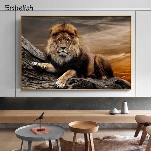 Embelish 1 Pieces New Arrival Big Lion Animals Modern Home Decor Pictures For Living Room HD Print On Canvas Painting Posters
