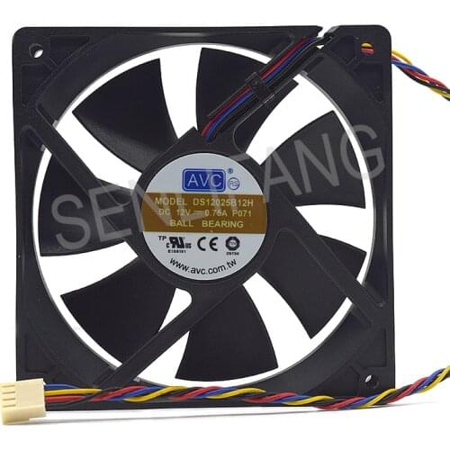For AVC 12025 12cm DS12025B12H 12V 0.75a dual ball 4 wire temperature control fan