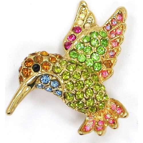 Vintage Cute Crystal Bird Brooches for Women Rhinestone Dress Coat Scarf Corsage Pin Jewelry C102164