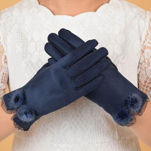 Womens Winter Gloves Velvet Warm Guantes Soft Wrist Thick Mitten Full Finger Windbreaker Thickening Gants Wool Female Guantes