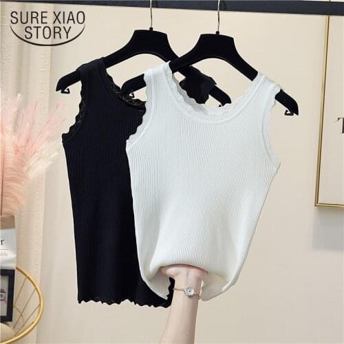 Sleeveless Plus Size Womens Corset Top 2021 Summer Outside Wear Knitted Tank Top Bottom Solid Casual Female Tanks Vest 13634