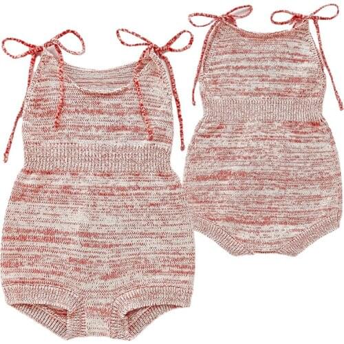 0-2Y Baby Knitting Rompers Pink Infant Girl Sleeveless Romper Jumpsuit 2021 Spring Newborn Baby Boys Girls Clothes Cute Overalls