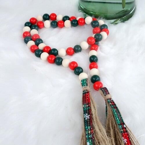 1pc Easter Eggs Wooden Beads Twine Tassels Garland Decoration DIY Country Farmhouse Holiday Pendant Natural Wood Bead Decor 2021