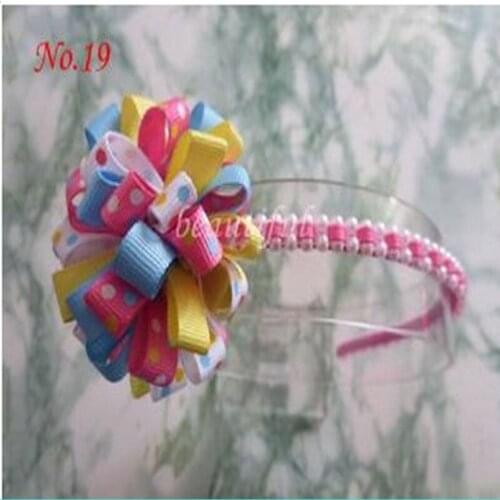 100 pcs Headband Girl Ribbon Bows Flowers Mixed Design Hair Clip Free Shipping hair Bow 96No
