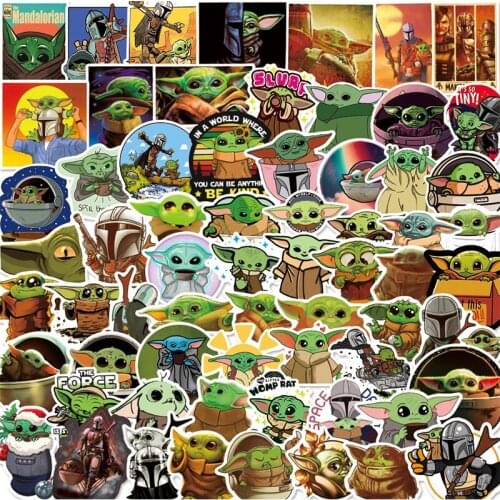 100pcs Star Wars Yoda Baby Waterproof Stickers Cartoon Anime Figures Water Cup Laptop Luggage Waterproof Decorative 3D Stickers