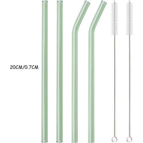 3/6Pcs High Borosilicate Glass Straw Colors Reusable Drinking Straw Set Eco Friendly Cocktails Bar Accessories Straw with Brush