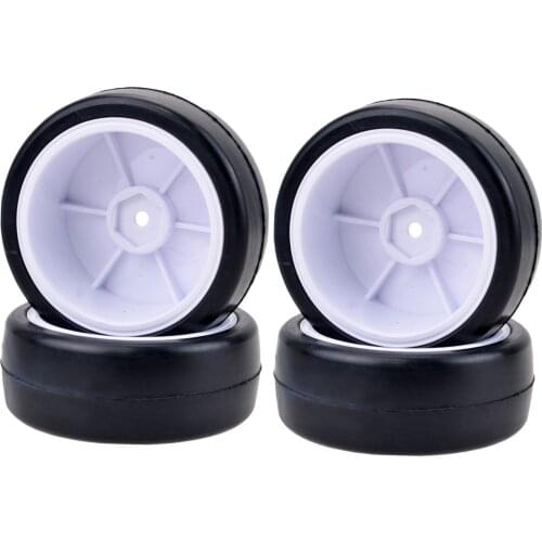 4pcs RC Tyres Hard Plastic Wheel Rims Fit for HSP HPI VRX LRP ZD Racing 1:10 RC On-Road High Speed Car Accs