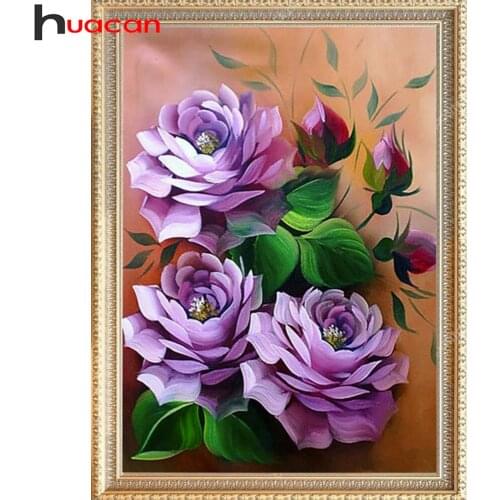 Huacan 5d Diamond Painting Rose Flower Full Square/round Mosaic Floral Embroidery Cross Stitch Home Decor Diamond Art