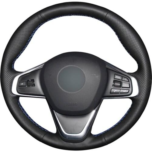 Black PU Faux Leather DIY Car Steering Wheel Cover for BMW 2 Series 220i 218i 225xe F45 F46 X1 F48 X2 F39 2014-2019