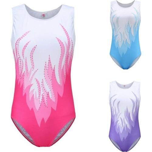 Girls Kids Shiny Diamond Rhythmic Gymnastics Embroidery Dance Clothes Leotards Ballet Dance Training Dress
