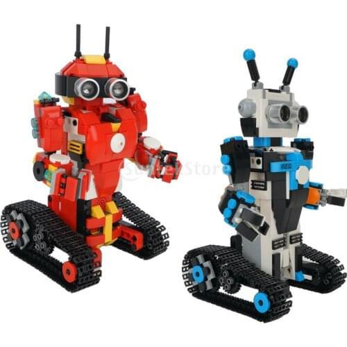 DIY Programming Electric Robot Toy Remote Control Puzzle Toy 420pcs Building Blocks 2.4G Wireless Mobile Phone Toy for Boy Blue