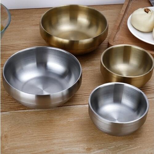 Double thick stainless steel bowl Korean 304 stainless steel polished noodles soup bowl of rice