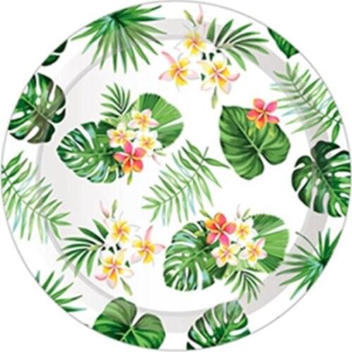 Hawaiian Turtle Leaf Summer Disposable Tableware Tropic Green Paper Plates Cups Hawaii Supplies Wedding Birthday Safari Jungle