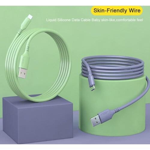 Liquid Silicone Type-C/Micro USB Cable For Samsung Xiaomi Redmi Huawei Phones Fast Charging Cord Origin Long Data Charger Wire