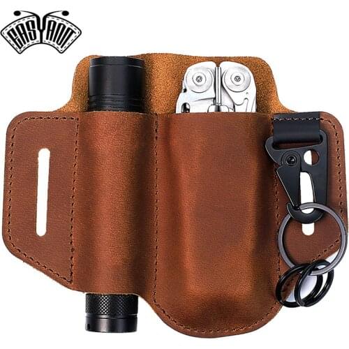 EASYANT Leather Sheath EDC Pocket Organizer with Key Holder Holster Belt Tools Pouch