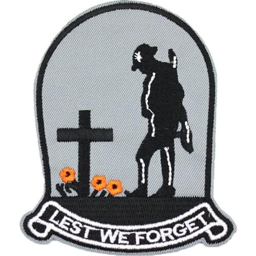 Lest We Forget MC Embroidery Patches Punk Cool Biker Motorcycle Badge Jacket Applique Iron on Clothing Supplier Customized DIY