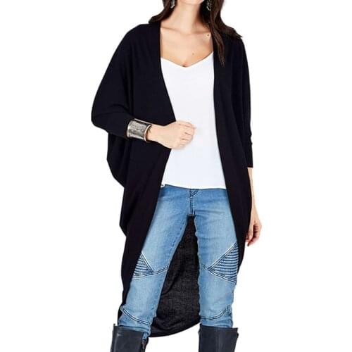 Fashion Women Long Sleeve Thin Cardigan Autumn Irregular Knitted Long Cardigans Solid Ladies Open Stitch Tops Streetwear