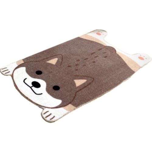 Cartoon Dot Shape Entrance Doormat Shiba Inu Corgi Water Absorption Floor Carpet T8WB