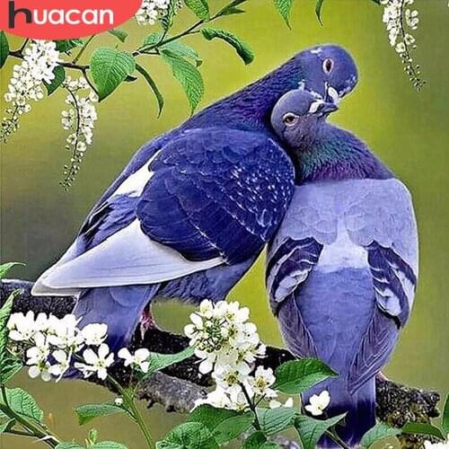 HUACAN Square/round Diamond Painting Kit Bird Animal Embroidery Cross Stitch Pigeon Tree Mosaic Diamond Art