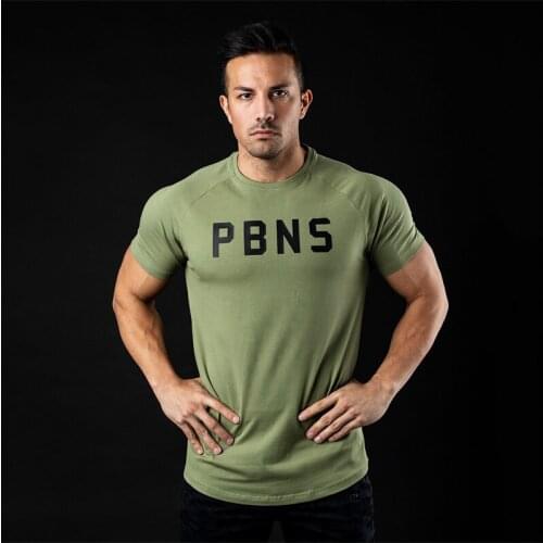 2021 New Mens sports gyms t shirt Fitness Bodybuilding Slim Cotton Men Short Sleeve t shirt workout men fashion Running Shirts