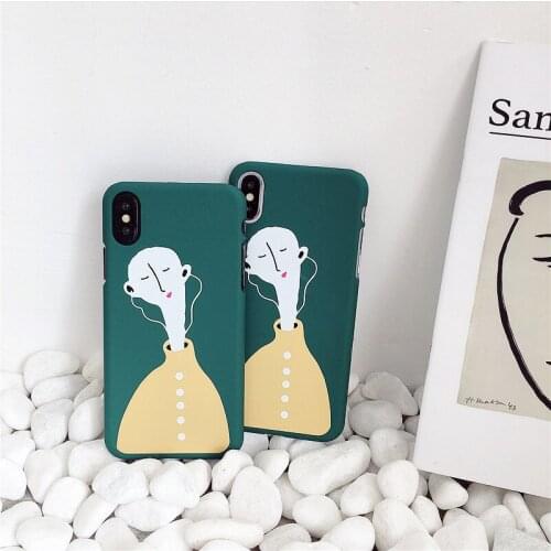 New Headphone man Phone Case for iPhone 7 8 Plus X Fashion Graffiti Matte Back Cover Cases for iPhone 6s 6 Plus Coque Fundas