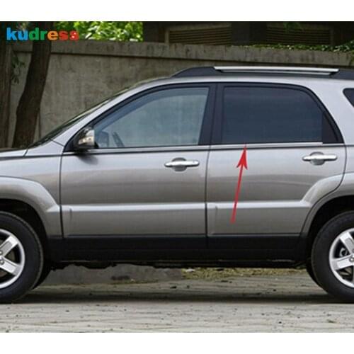 Window Trim For Kia Sportage 2007 2008 2009 Stainless Steel Car Window Bottom Decoration Molding Strip Trims Styling Accessories