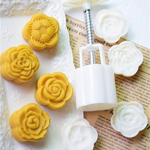 Plastic Mooncake Mold 50g Plum Blossom Stamp Biscuit Cookie Cutter Mould DIY Fondant Baking Tool