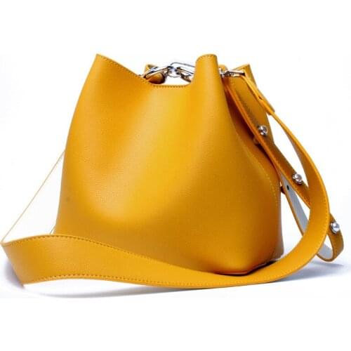 Casual Buckets Bag Genuine Leather Large Capacity Messenger Bag Simply PursesWomen Shoulder Bags Luxury Crossbody Bag