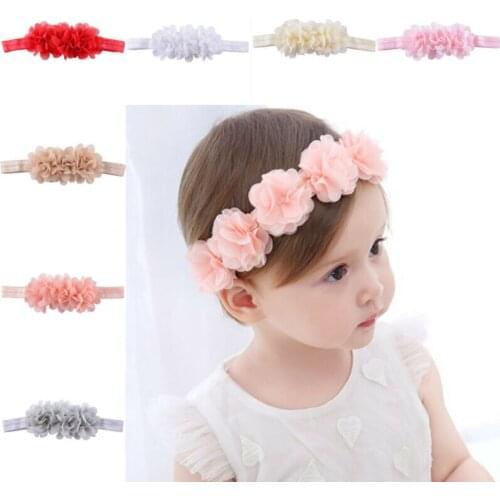 Tiara Baby Elastic flower headband Headbands Hair Girls Baby Bowknot Hairband Toddler Infants accessories set photography props