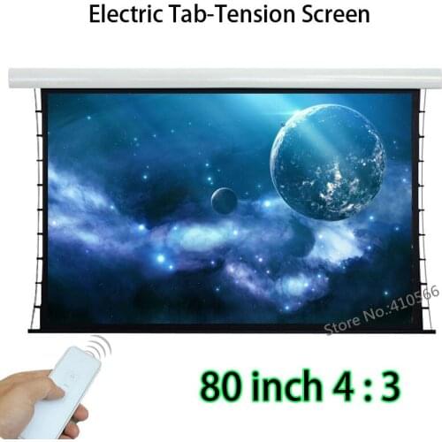 Wireless Remote Control 80inch 4:3 Tab Tension Screen With 12V Trigger For Office Education Room