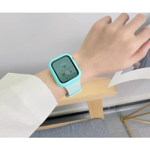 Rubber Band for Apple Watch 44mm 40mm Series 6SE 5 Silicone Sport Loop for iWatch 38mm 42mm 4 3 2 1 Reverse Buckle Wristband