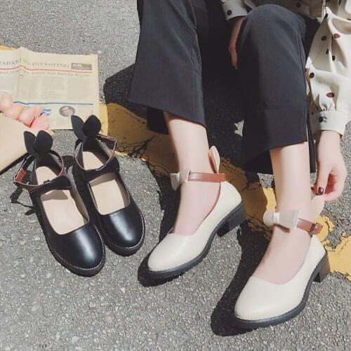 Spring Round Toe Leather Shoes Woman Ladies Shoes 2020 Women Shoes Female Flats Bow Knot Loafers Platform Slip on Solid U15-48