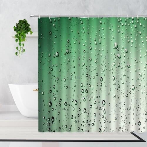 Green Small Water Drop Shower Curtains Simple Solid Color Bathroom Decor Ation Bathtub Screen Bath Curtain With Hooks Home Decor